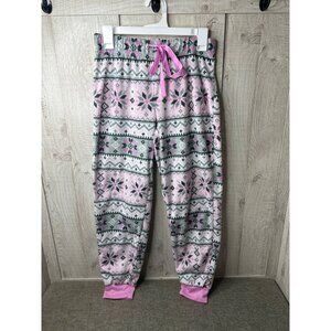 Womens Secret Treasures Pink & Gray Snowflake Fleece Pajama Pants S 4-6